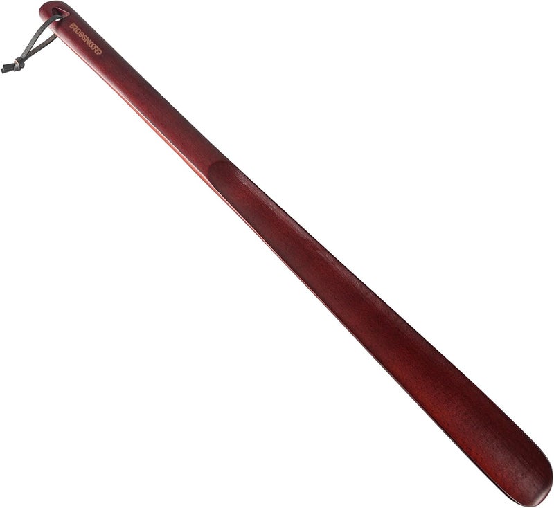Brosisincorp قرن حذاء خشبي بمقبض طويل لكبار السن 23.6" مساعد سهل للارتداء حلقات تعليق للنساء والأطفال والرضع وكبار السن - Image 1